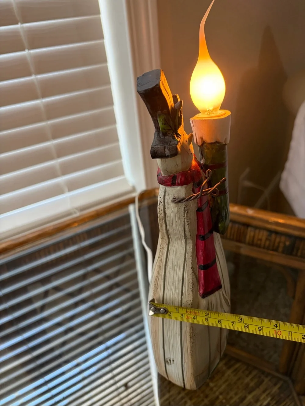 Vintage Snowman Night Light Table Lamp with Red Scarf